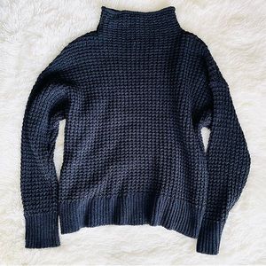 American Eagle Blue Chunky Waffle Knit Mock Neck Sweater, S